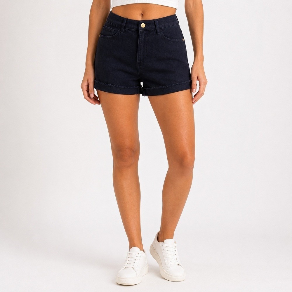 Frame Le Cutoff‎ Denim Shorts Womens 26 Black Noir Raw Hem Stretch LCS711